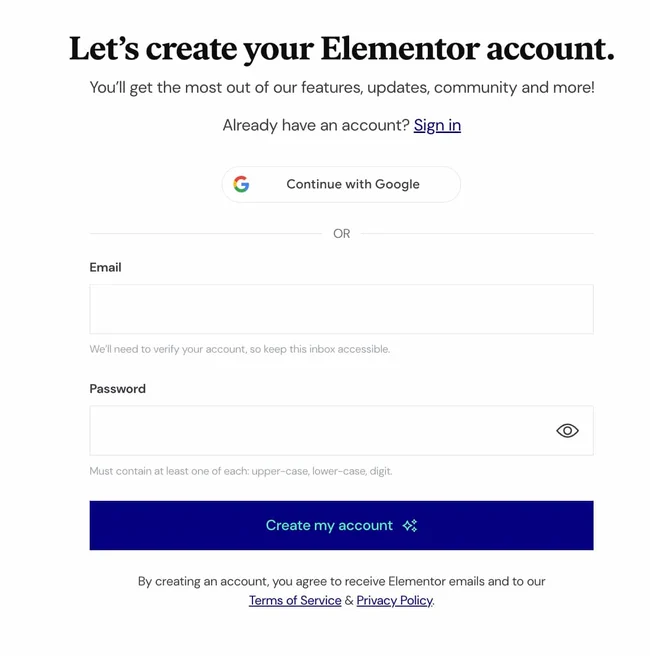 create an account