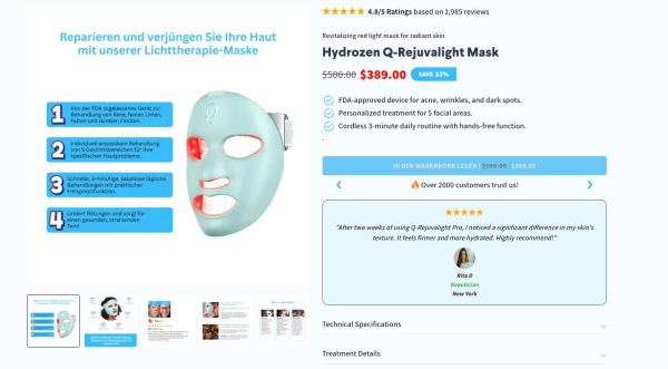 CRO  Product Page Hydrozen  Beauty Readydrop Site - Image 8