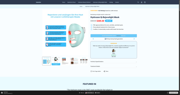 CRO  Product Page Hydrozen  Beauty Readydrop Site
