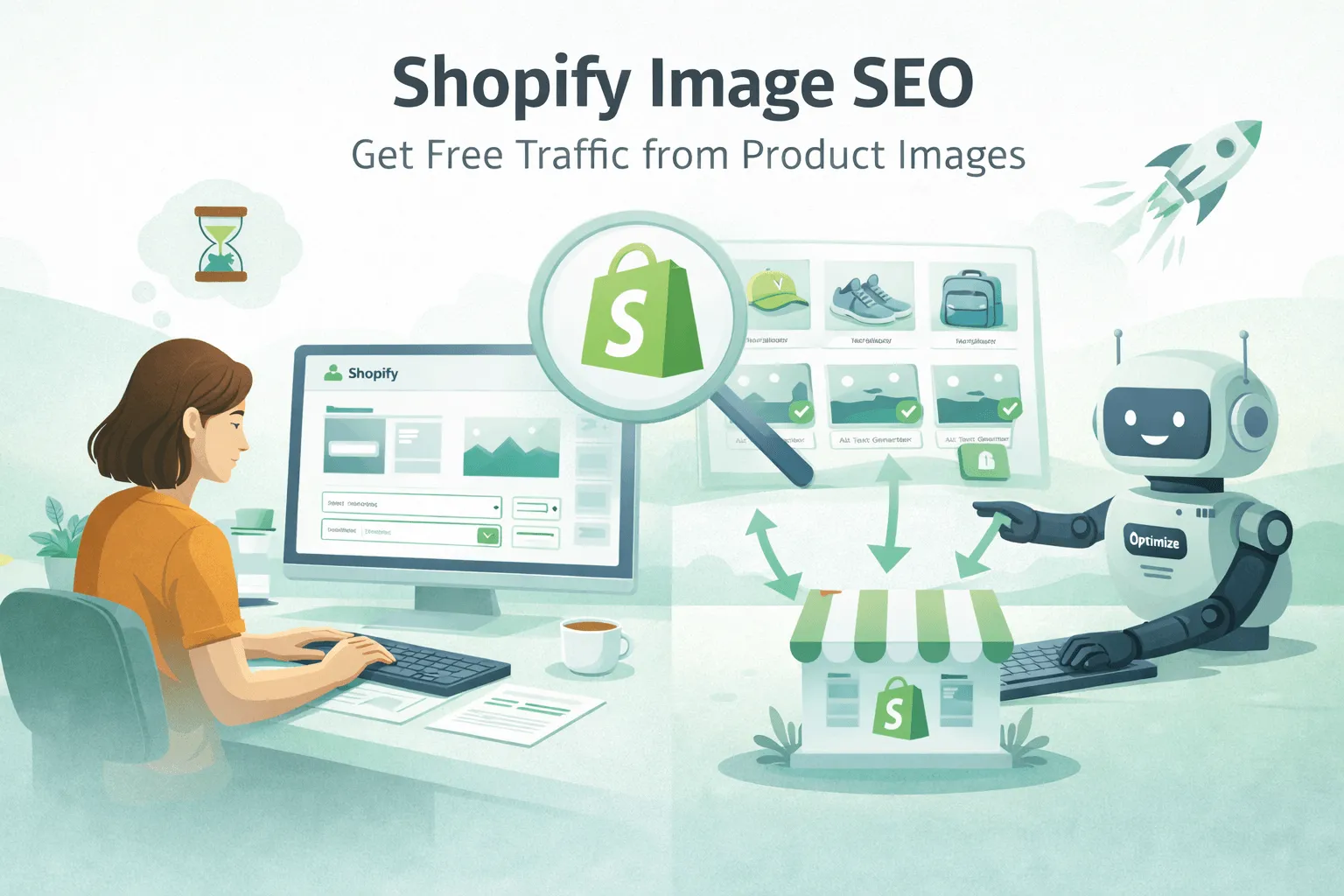 Shopify image SEO automation showing bulk alt text optimization to increase organic traffic from product images